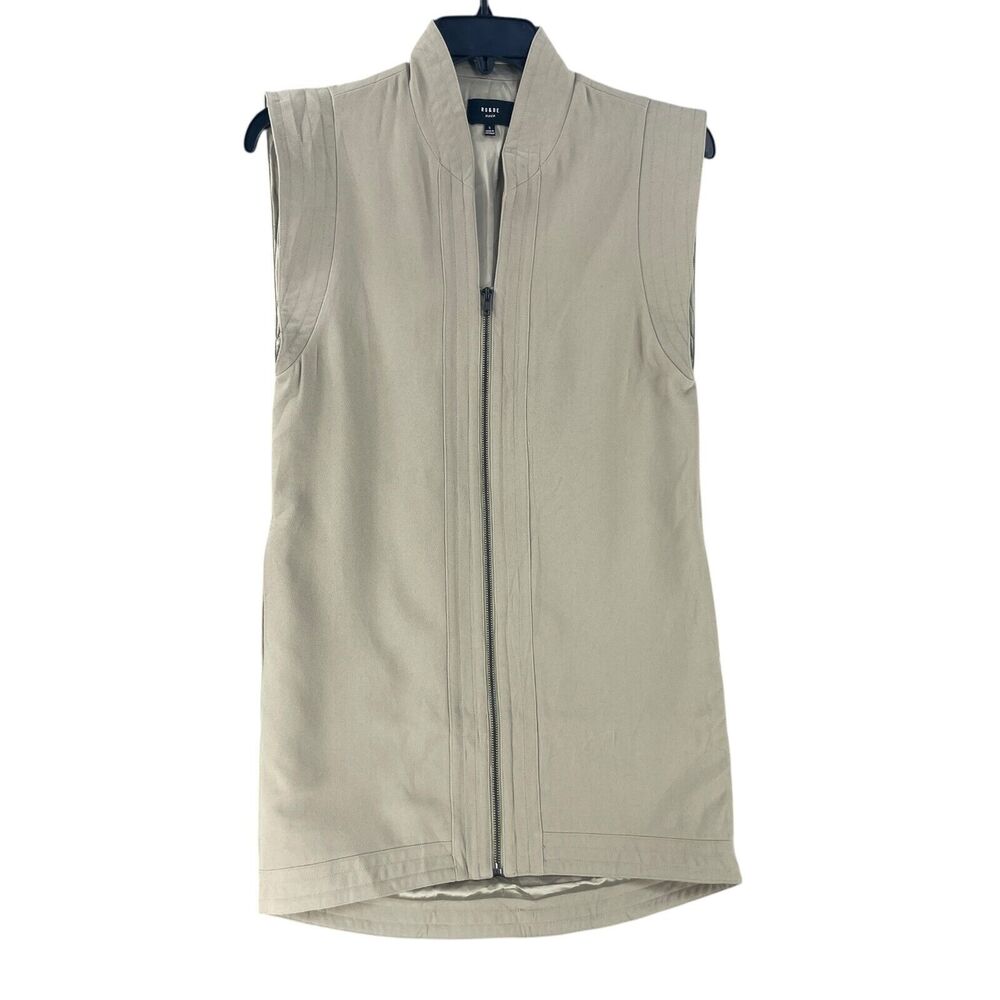 R & De Womens Vest Jacket Neutral Sz S Lagenlook Beige Zip Minimalist